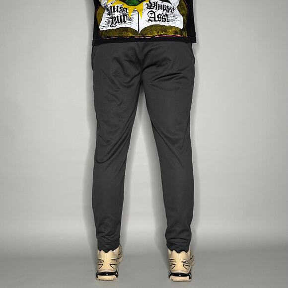 Nike Sweatpants Dark Grey Polyester Joggers White Swoosh Dri Fit - Picture 3 of 4